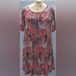 SJS DARLING PAISLEY PRINT DRESS, XL, EXC CONDITION, NWOT